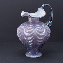 Fenton Lavender Overlay Ruffle Drape Vase Iridescent Purple 7&quot; Tall - $227.19