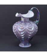 Fenton Lavender Overlay Ruffle Drape Vase Iridescent Purple 7&quot; Tall - $310.72 CAD