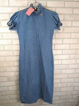 Bloom Bella NWT Denim Blue Jean Straight Maxi Modest Y2K Dress Women Size 2 - £30.96 GBP