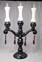 Light Up Purple Jeweled Black Candle Holder Hyde &amp; EEK! Boutique Battery... - $38.40