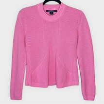 FRENCH CONNECTION Barbie pink chunky rib knit cotton sweater size small - £27.01 GBP