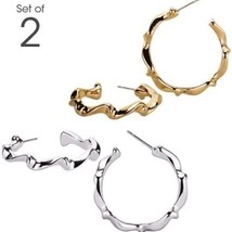 Avon Out Of Line 2 Pack Hoop Earring Set "Silver & Goldtone" (Very Rare) ~Sealed - $18.52