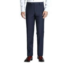 Men Renoir Flat Front Pants 100% Wool Super 140&#39;s Classic Fit 508-19 Nav... - £79.92 GBP