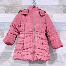 Calvin Klein Satin Hooded Puffer Jacket Pink Fleece Lined Winter Toddler Girl 2T - £31.28 GBP