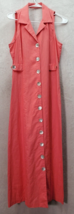 Positive Attitude Long Vest Dress Women&#39;s 12 Coral Linen Button Front Ba... - $32.39