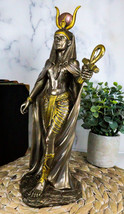 Egyptian Deity Goddess Hathor Holding Ankh Statue Patroness Of Love Motherhood - £39.35 GBP
