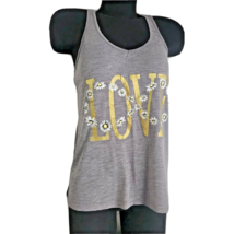 Gray Tank Top Womens Size Medium Love Graphic with Floral Infinity Design - $12.00