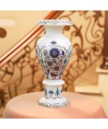 12&quot; White Marble Flower Lapis Lazuli White Vase Blue Elegant Design - £2,981.66 GBP