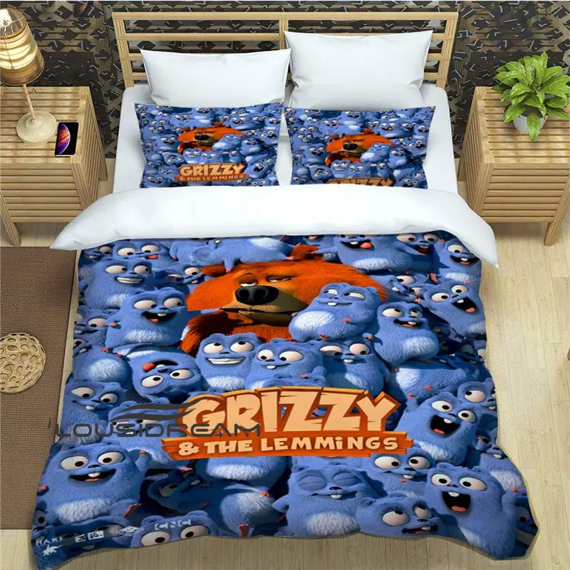 Grizzly and The Lemmings Cartoon Digital Printed Bed Three Piece Set for - $48.46+