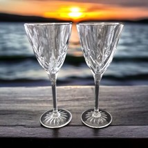 2 Cristal D Arques Cassandra Wine Glasses Crystal Platinum Rimmed Water ... - $39.59