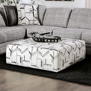 Furniture of America Paxton Modern Square Pattern Fabric Upholstered Ott... - $1,216.99