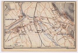 1929 Original Vintage Map Of GARMISCH-PARTENKIRCHEN / Bayern Bavaria Germany - £21.12 GBP