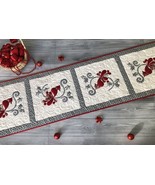 Quilted Christmas table runner, Bed topper, Christmas bird quilted, Wint... - $189.48 CAD