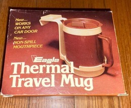Vintage 1980s Eagle Thermal Travel Mug +Car Door Window Boat Hanger Open... - $24.95