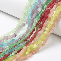 Bead Lot 10 strands Nuggets mix color cats eye glass 31  inch strands CAT33 - £7.47 GBP