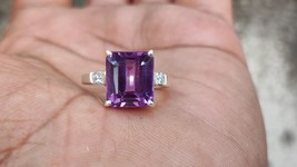 Natural 6 Ct Emerald Cut Alexandrite Gemstone Ring 925 Sterling Silver Ring - £62.51 GBP