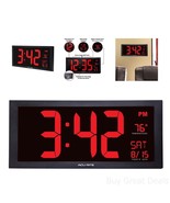 Oversized LED Clock with Indoor Temperature Date And Fold-Out Stand - $130.99