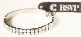 Charming Charlie RSVP Shimmering Rhinestone Stretch Bracelet Silver Tone... - £11.15 GBP