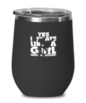Wine Tumbler Stainless Steel Insulated  Funny Yes I skate like a girl Want A  - £19.62 GBP