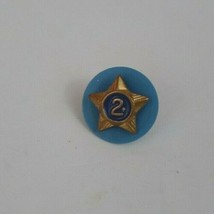 Vintage Gold Tone Star With Blue Center With #2 On Blue Round Back Lapel Hat Pin - £4.26 GBP