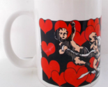 Rare Vintage LINYI Coffee Cup Mug Valentine&#39;s Cherubs Red Hearts Angels - $24.74