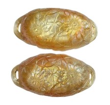 Vintage Pickle Dish Indiana Glass Amber ‘Lily Pons’ Set of 2 Circa 1970&#39;s - £22.92 GBP