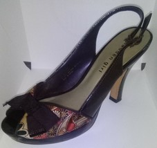 Madden Girl Black With Flower Print And Bows 7M  3in Heels - $24.00