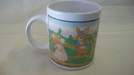 Two Rabbits Sitting On A Fence Ceramic Coffee Mug - £15.95 GBP