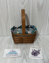 Longaberger 1993 Small Stained Easter Basket Fabric w/ Plastic protector Insert - $14.84