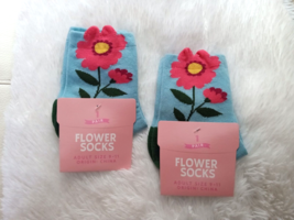 2 Pair Adult Pink Dimensional Flower Ankle Socks (One Size) Multicolored... - $7.69