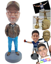 Personalized Bobblehead Truck dude wearing nice leather jacket and cool stel toe - £72.47 GBP
