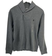 Ralph Lauren Sz M Men’s Grey Knit 2 Button Shawl Collar Long Sleeve Sweatershirt - £73.95 GBP