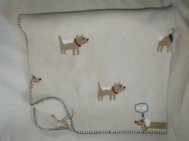 Gymboree Doggy wants a Bone Dog Puppy Blanket Brown Tan Cream Blue Dachshund - £39.55 GBP