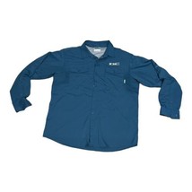 mens columbia Vented  fishing shirt blue long sleeve button Up Large Sports Fish - £29.28 GBP