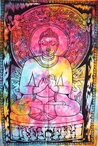 Traditional Jaipur Tie Dye Lord Buddha Poster, Indian Wall Decor, Hippie Tapestr - £12.39 GBP