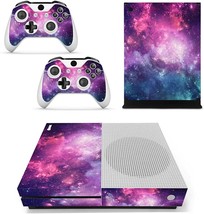 Fottcz Vinyl Skin For Xbox One Slim Console &amp; Controllers, Purple Cyan Nebula - £28.76 GBP