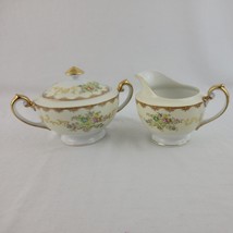 Meito Floral Creamer Sugar Set Bowl Dalton Lidded Lot 3 HP Gold Japan EVC - $12.95