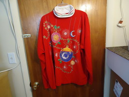 Womens Holiday Time Size 22 W Christmas Ornament Themed Long Sleeve Sweater Top - £13.32 GBP