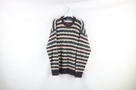 Vtg 90s Coogi Style Mens Small Ed Bassmaster Rainbow Striped Knit Sweater USA - £54.34 GBP