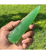 Green Fiber Optic Arrowhead Hand-Carved Gemstone Spearhead for Energy Wo... - $17.81+