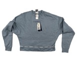 Reebok Piping Crew Gray Oversized Slouchy Boxy Pullover Crop Sweatshirt ... - $19.79