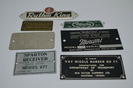 Radio Tags Metal Product Model ID Marconi Waverley Sparton RCA Rhythm King more - £61.71 GBP