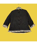 Zara Basic Navy Cotton Jacket With Pom-Pom Trim &amp; Button Closure Small - $622.09 MXN