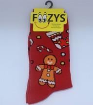 Foozy Socks - Womens Crew - Gingerbread Man - Christmas - Size 9-11 - Red - $6.79
