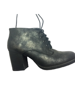 Soda Womens Heeled Bootie Size 7.5 Faux Leather Black Lace Up Boots 3&quot; Heel - $14.55