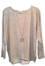 NWT Lularoe Large Cream &amp; Brown Speckles Linda Batwing Dolman Tunic - $743.14 MXN