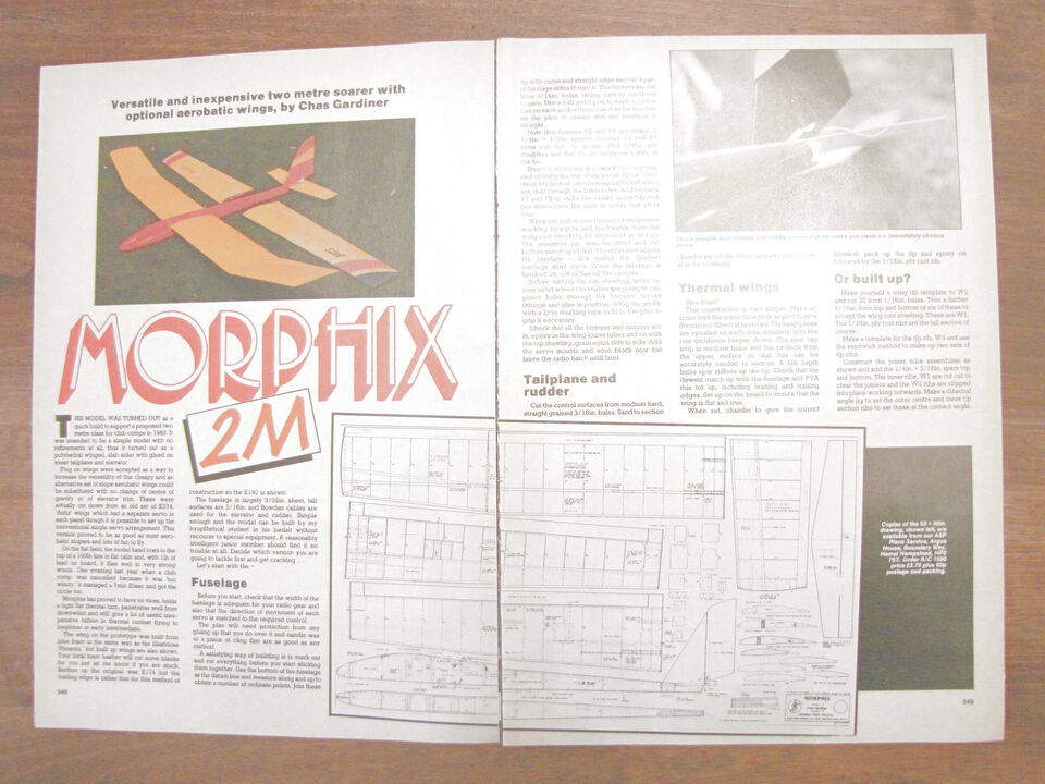 Primary image for 1989 Morphix 2m 2m by Charles Gardiner Glider Airplane Glider-
show original ...