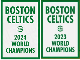 Combo 2 flags Boston Celtics Championship 3x5ft World Champions 2023, 2024 - £23.45 GBP