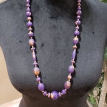 Womens Fashions Avon Purple Large Faceted Beaded Large Necklace w/ Sprin... - £20.93 GBP