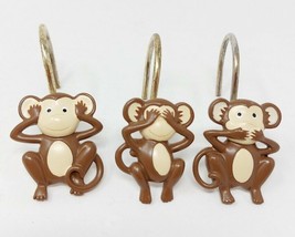 Three Wise Monkeys Shower Hooks (12) Hear No Evil Speak No Evil See No Evil - £14.63 GBP